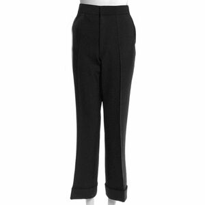 HELMUT LANG Wool Blend Wide Leg Cuffed Cropped Pants - Size 8